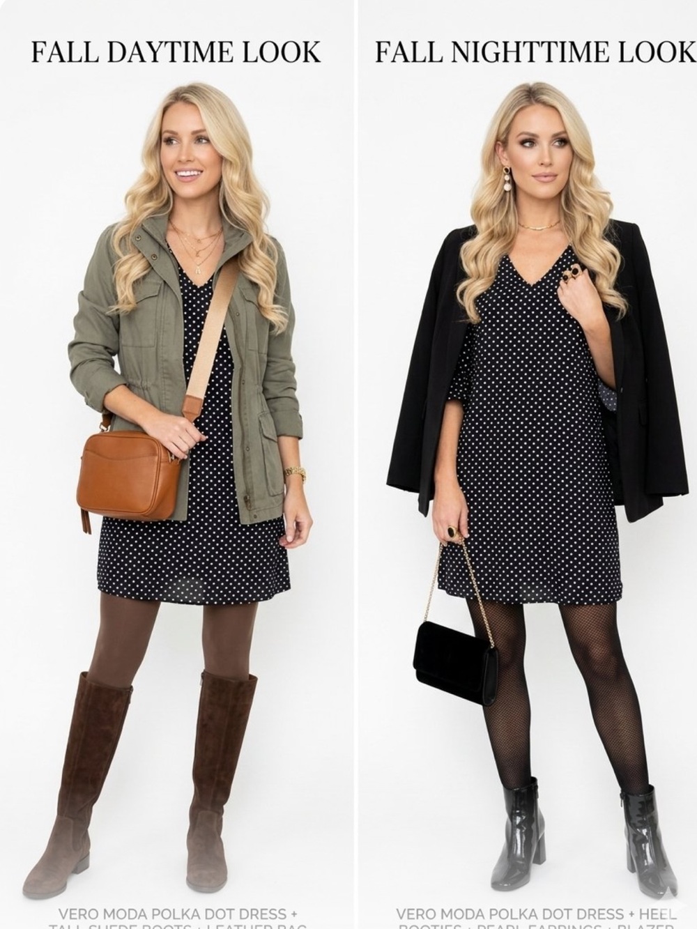 Vero Moda Black Polka Dot V‑Neck Mini Dress